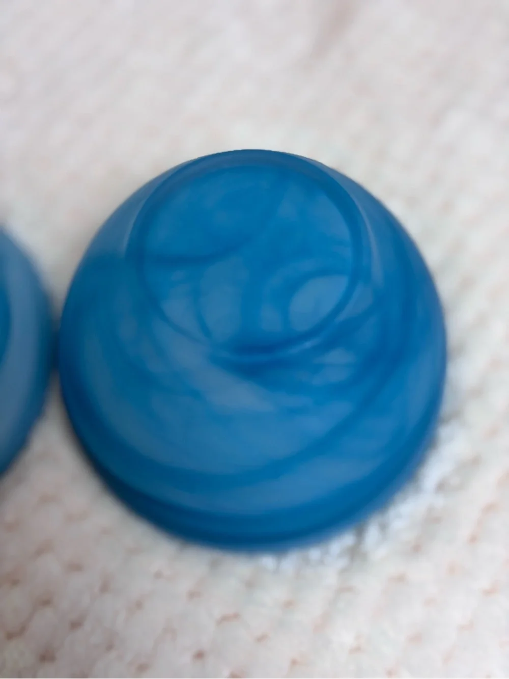 Alabaster Glass Bowls (2); Swirl Finish in Turquoise and Aqua